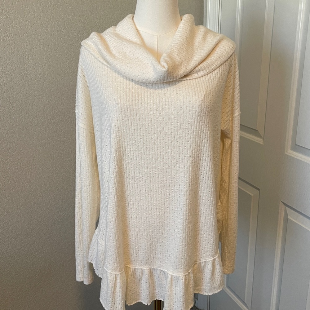 Anthropologie Cream Cowl Neck Sweater